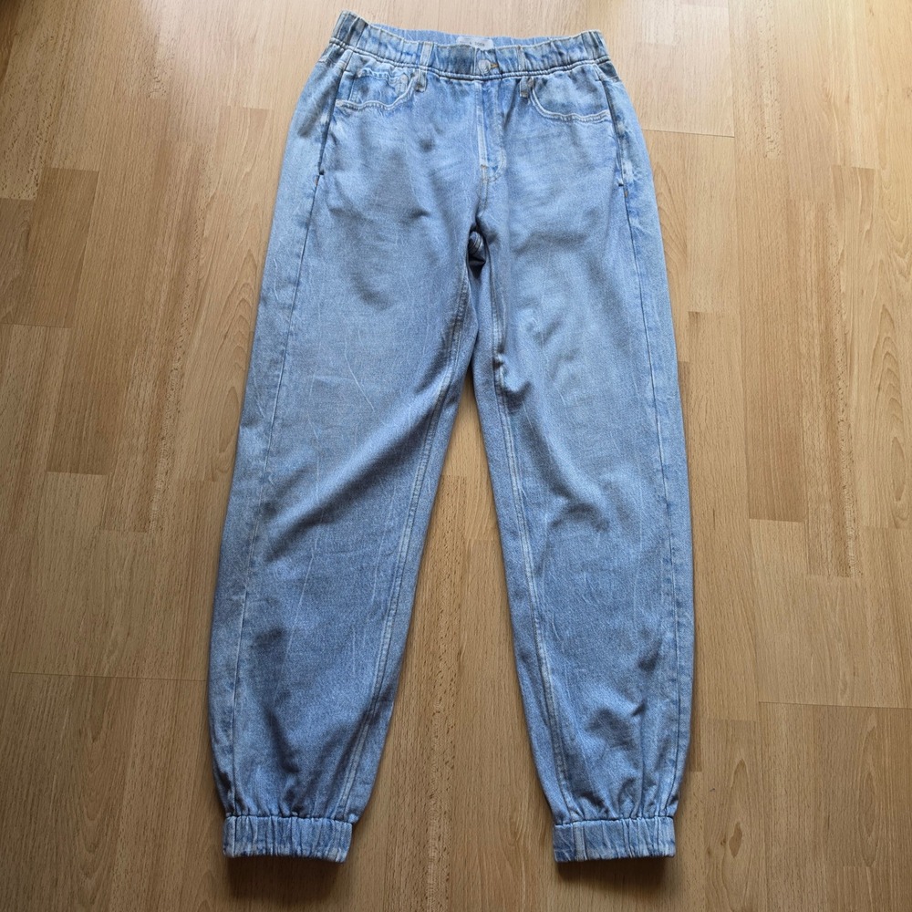Rag & Bone Miramar Jogger Women Small Blue Denim Print Terry Sweatpants Relaxed - Picture 2 of 10